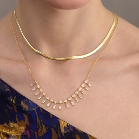 Balıksırtı Kolye Modern 18 Ayar Sarı Altın Kaplama Gümüş