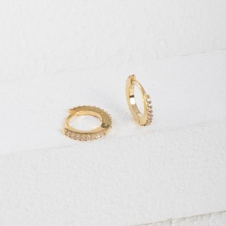 Minimal Taş Küpe 18 Ayar Sarı Altın Kaplama Gümüş