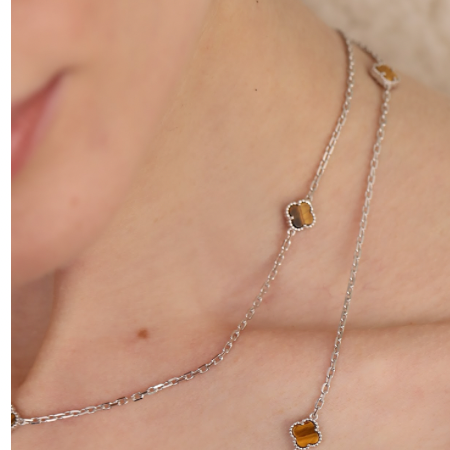 Van Cleef Kolye Modern Tasarım 18 Ayar Beyaz Altın Kaplama