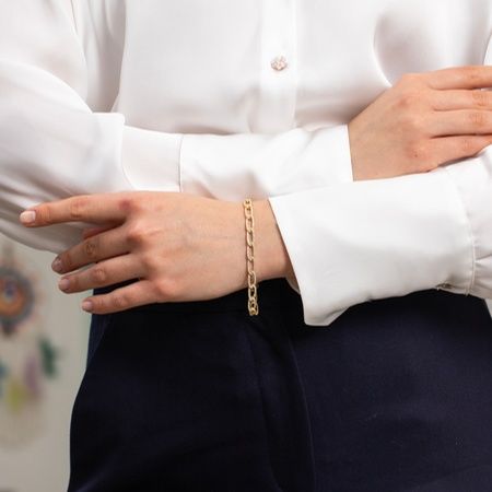 Nihan Zincir Bileklik 18 Ayar Sarı Altın Kaplama Gümüş
